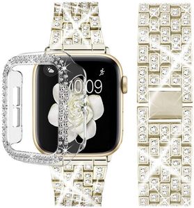 Metalen strass horlogebanden met diamanten hoesjes voor Apple horlogeband 8 7 6 5 4 3 2 1 SE8 Iwatch 38 mm 44 mm 42 mm 40 mm 45 mm 49 mm 41 mm Luxe modeontwerper horlogekast Cover