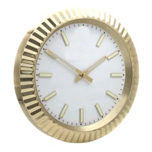Relógio em forma de relógio de metal com recursos brilhantes com mecanismo silencioso relógios de arte