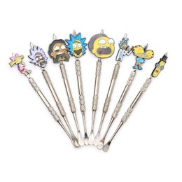 Metalen wax dabber tool cartoon dab tool komkommer dabbers zinklegering rookgereedschap voor quartz verbod accessoires glazen kom droog kruid olieplatforms siliconen mat