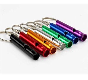 Metal Whistle Designer Car Keyring Portable Self Defense Keyrings Rings Holder Fashion Car Key Chains accessoires Outdoor Camping Survival Mini Tools 50 St.