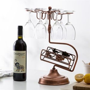 Metalen wijnrek Wijnglashouder Aanrecht - standaard 1 fles wijnopslaghouder met 6 glazen rek Ideaal kerstcadeau voor Wi289w