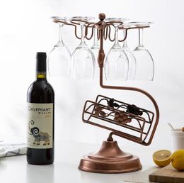 HolderCountertop de rack de vins en métal support 1 bouteille de rangement de vin avec 6 verre de Noël en verre pour le WI8236111