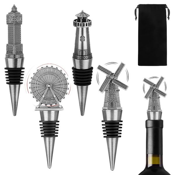 Bouchons de vin en métal, moulin à vent, roue géante, phare nautique, bouchon de bouteille, outil de Bar, cadeau 240315