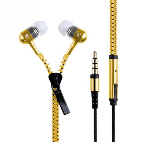 Écouteurs à glissière en métal 3.5mm prise Audio Aux dans l'oreille écouteurs écouteur avec micro Super basse mains libres MP3 casque pour PC Mobile