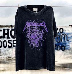 Metallca Washed Vintage manches courtes Metalica t-shirt hommes femmes chemises chemises rétro Heavy Metal Rock Band chemise unisexe Ees homme 9247621