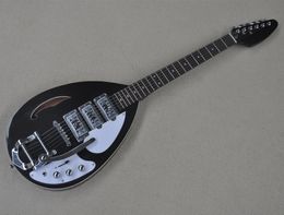 Guitare électrique métallique chromée noire, avec Pickguard blanc, touche en palissandre, personnalisable