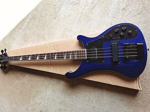 Guitare basse électrique 4 cordes bleu métallisé avec manche en palissandre, pickguard noir/matériel, fournir des services personnalisés