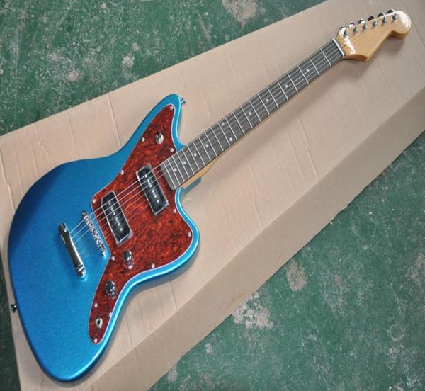 Guitarra eléctrica de cuerpo azul metálico con perlas de difurero de palo de rosa Pickguardchrome Hardwareprovide Servicios personalizados9994075