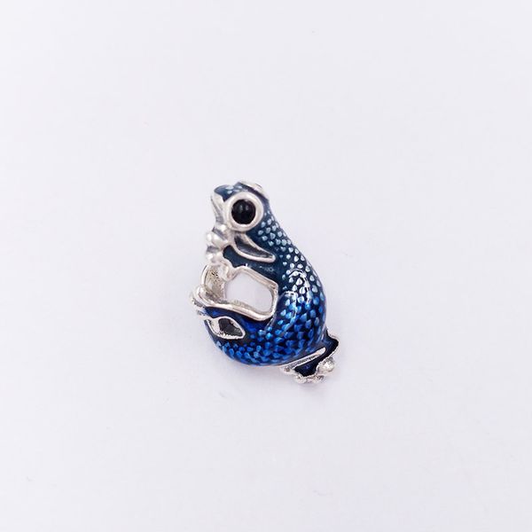 Metallic Blue Gecko Charm 925 sterling silver Pandora Clips Moments for fit Charms beads Pulseras Joyería 792701C01 Andy Jewel