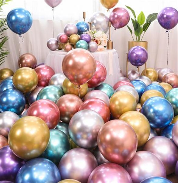 Ballons en latex de chrome métallique 50pcs 10 pouces ballon de fête brillant vert argenté pour le mariage de douche nuptiale