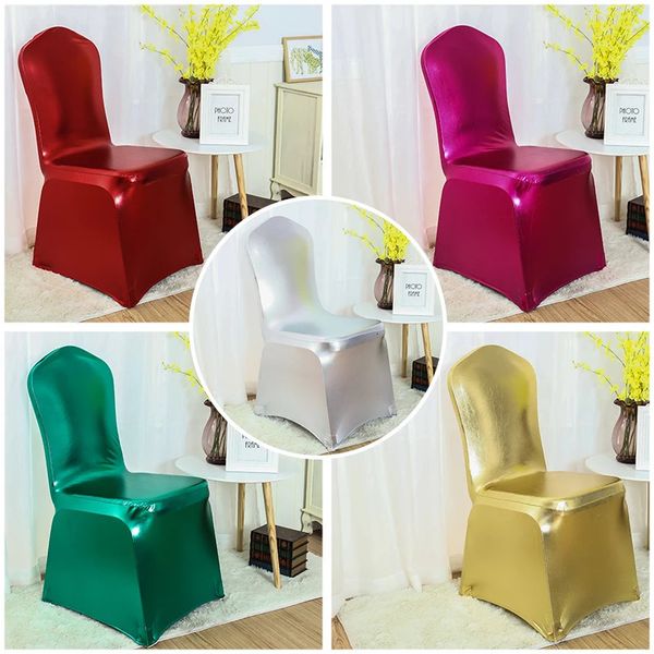 Housse de chaise en Spandex métallique or argent, décoration de mariage, couleur Bronze brillant, Lycra, Design de luxe, belle qualité 240327