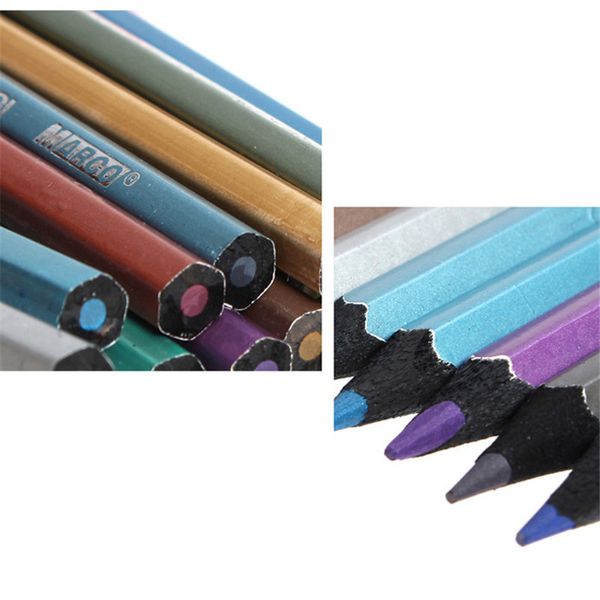 Crayons de dessin métalliques non toxiques dessin croquis meilleur crayon de couleur de cire 12 couleurs pastel gros P15