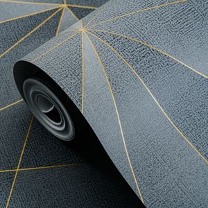 Metallic niet-geweven behang glanzende broze lijn zwarte basis behang ontwerpen muren rollen modern