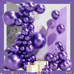 Metallic Purple Ballonnen Arch Decoratie Party Garland Kit Confetti Ballon Baby Shower 1e verjaardag Ballon Wedding Decor