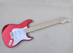 Guitare électrique 6 cordes rouge métallisé avec micros SSS, manche en érable, personnalisable