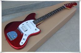 Guitare électrique de micros SSH de Pickguard blanc de corps rouge métallique avec le matériel de chrome, touche de palissandre, peut être adaptée aux besoins du client