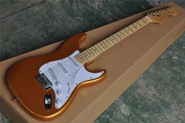 Metalen geel body elektrische gitaar met esdoorn geschulpte toets, chroom hardware, gestelde diensten