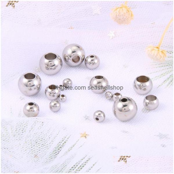 Metales 100 piezas 304 bolas de acero inoxidable con especificaciones mtiple de cuentas sueltas sólidas cuerdas y joyas redondas d dhhsk