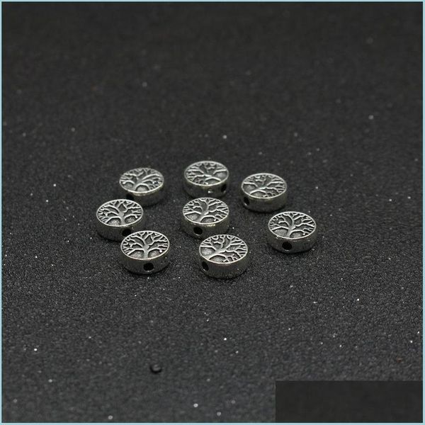 Métaux 20 pièces tibétain argent plaqué arbre de vie métaux en vrac perles d'espacement pour la fabrication de bijoux bracelet bricolage accessoires artisanat 9mm C3 goutte Dhi3Q