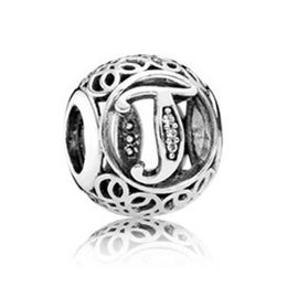 Metalen Baofu 925 Sterling Zilver Kralen Letter AZ Ronde Holle Kralen Geschikt voor Europese Dames en Koppels Herdenkingsnaam Bracele