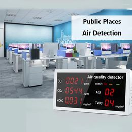 Meter digitale temperatuurtester 5 in 1 binnen luchtkwaliteit monitor Oplaadbare CO CO2 HCHO TVOC AQI DETECTER