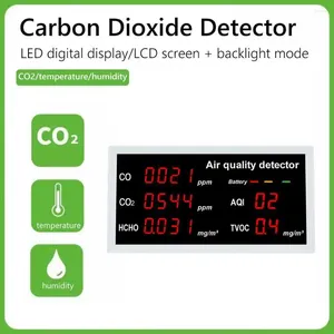 Meter digitale temperatuurtester 5 in 1 binnen luchtkwaliteit monitor Oplaadbare CO CO2 HCHO TVOC AQI DETECTER