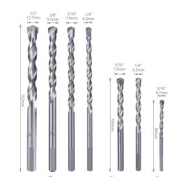 METERK MK23 7PCS CIGNER MASONRY DROY BIT SIGNE avec un traitement de surface de sable