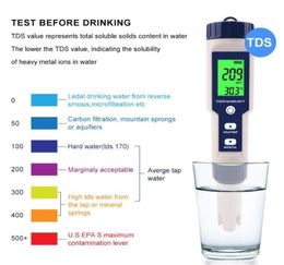 METERS TDS METER Digitale pH Waterkwaliteit Tester ECSALT Temperatuurdetector Professionele pentype Test voor pools Aquaria 1pc9039248