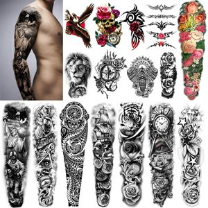 Metershine 16 feuilles d'autocollants de tatouage temporaires imperméables à l'eau pour bras complets et demi d'images uniques ou d'art corporel Totem Express pour M335f