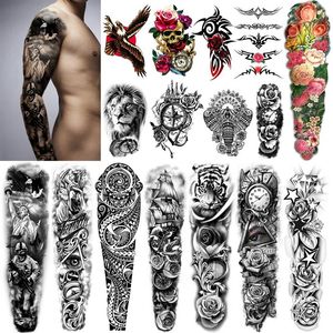Metershine 16 Sheets Full and Half Arm Waterproof Temporary Fake Tattoo Stickers of Unique Imagery or Totem Express Body Art for M209v