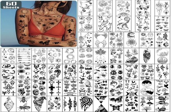 Metershine 60 feuilles de minuscules autocollants de tatouage temporaire imperméables d'images uniques ou de Totem pour les enfants Women19055234385743