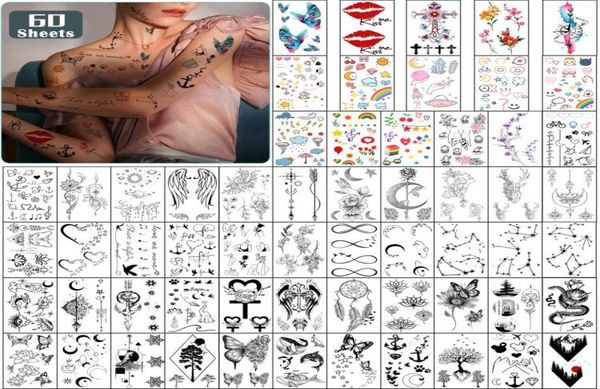 Metershine 60 feuilles minuscules autocollants de tatouage temporaire imperméables d'images uniques ou Totem pour fille hommes femmes 89048469693677