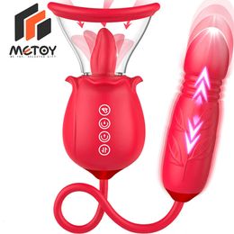 Metoy Upgrade Rose Sex Dual Stimulation con 7 Tongue Licking 3 Thrusting Vibrator Dildo Clitoral Nipple Quick Pleasure
