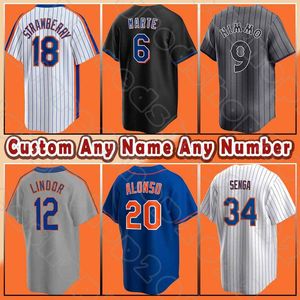 Mets Brandon Nimmo Baseball Francisco Lindor New York Jerseys Pete Alonso Starling Marte Francisco Alvarez Brett Baty Darryl Strawberry Daniel Vogelbach Piazza