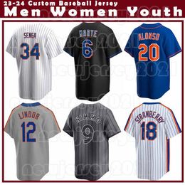 9 Brandon Nimmo 34 Kodai Senga Baseball Jersey Pete Alonso Starling Marte Francisco Lindor Mets Mike Piazza Brandon Nimmo Francisco Alvarez Diaz McNeil Brett Baty