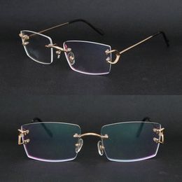 Mew Model Nieuwste mode metalen grote vierkante frames randloze brillenmannelijke en vrouwelijke bril Luxe bescherming brillen met graden brillen Maat 58-20-145 mm