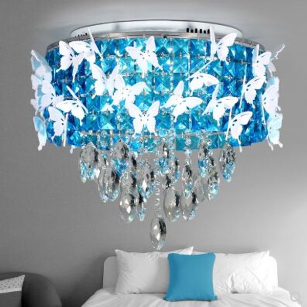 MEW Lustre Moderne Plafonnier Cristal Luminaire Pendentif Forme De Fleur Plafonnier Allée Porche Lampe Chambre Salon bleu MYY