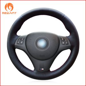MEWANT, protector para volante de coche de cuero Artificial negro para BMW M Sport M3 E90 E91 E92 E93 E87 E81 E82 E88 X1 E84, accesorios