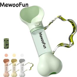 MEWOOFUN CAT DOG DOG WATER BOTTE FEAUTER BOL 2 IN 1 FEUVE PORTABLE MODE PORTABLE TOL BUISINE DE BUISSION Voyage en plein air avec sac de merde 240419