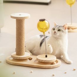 MEWOOFUN CHAT CHAT CAT Cat jouet de printemps Turnet de fuite alimentaire Dispositif Cat Cat Sisal Cat grattant post Post Supplies 240401