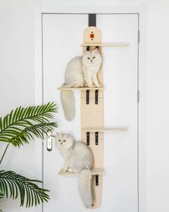 Mewoofun-cama colgante para puerta para gato, madera de pino, tablero para rascar de buena estabilidad, respetuoso con el medio ambiente, fácil montaje, marco de escalada para mascotas 240309