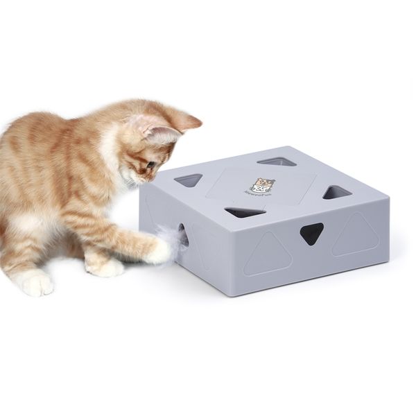 Mewoofun, juguetes interactivos para gatos, juguete para gatitos para gatos de interior, versión de batería, juego Peek-A-Boo, ratón de pluma electrónico automático 220423