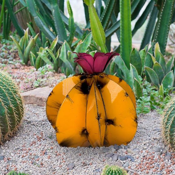 Arte Mexicano Cactus de Metal Hogar Patio Jardín Decoración Escultura Insertar en el Césped Bola de Simulación Impermeable al Aire Libre Flores Decorativas