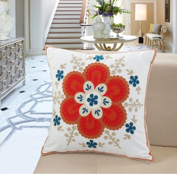 Fleurs mexicaines broderie Art taies d'oreiller pour salon motif d'impression 3D Textile Floral Folk housse de coussin taie d'oreiller douce