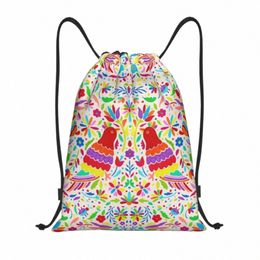 Mexicain Otomi Birds Sac à dos à cordon Femmes Hommes Gym Sport Sackpack Portable Animal Floral Folk Sac de formation Sack 39rU #