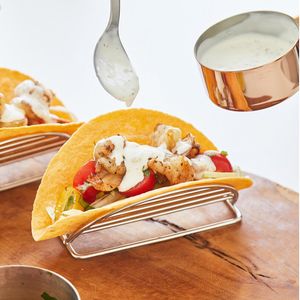 Mexicaans restaurant roestvrijstalen pannenkoekrack taco -houder pizza -displaza -standaard loempoevelvoedingsrek keukengadgets lx6054