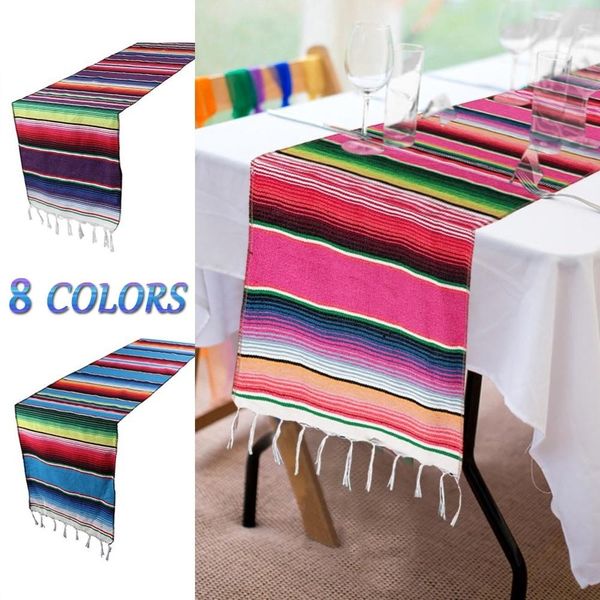 Mexicain Serape Couverture Coloré Rayé Nappe Mexique Décor Chemin De Table Coton Couverture De Table pour La Fête