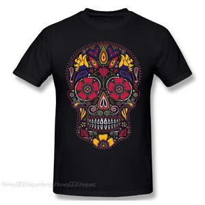 Mexican Sugar Skull Funny 2021 Llegada Camiseta Día de los muertos Camisa de algodón de gran tamaño para hombres Camiseta Camisetas para hombres