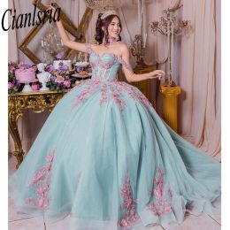 Vestido mexicain de 15 anos bleu charro quinceanera robes en dentelle corset sweet 16 robe abiti da cerimonia