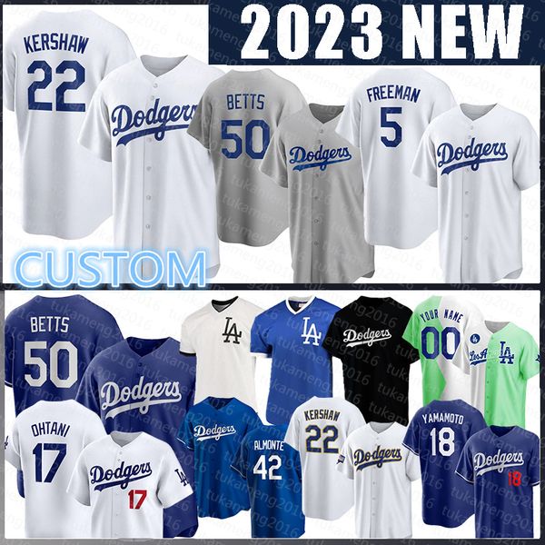 50 Mookie Betts Clayton Kershaw Baseball Jersey Freddie Freeman 17 Shohei Ohtani Dodgers Jackie Robinson Noah Syndergaard JD Martinez Yoshinobu Yamamoto